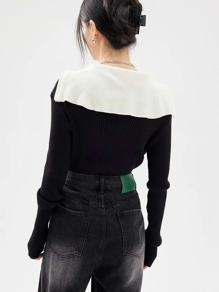 Half Zip Color Block Top