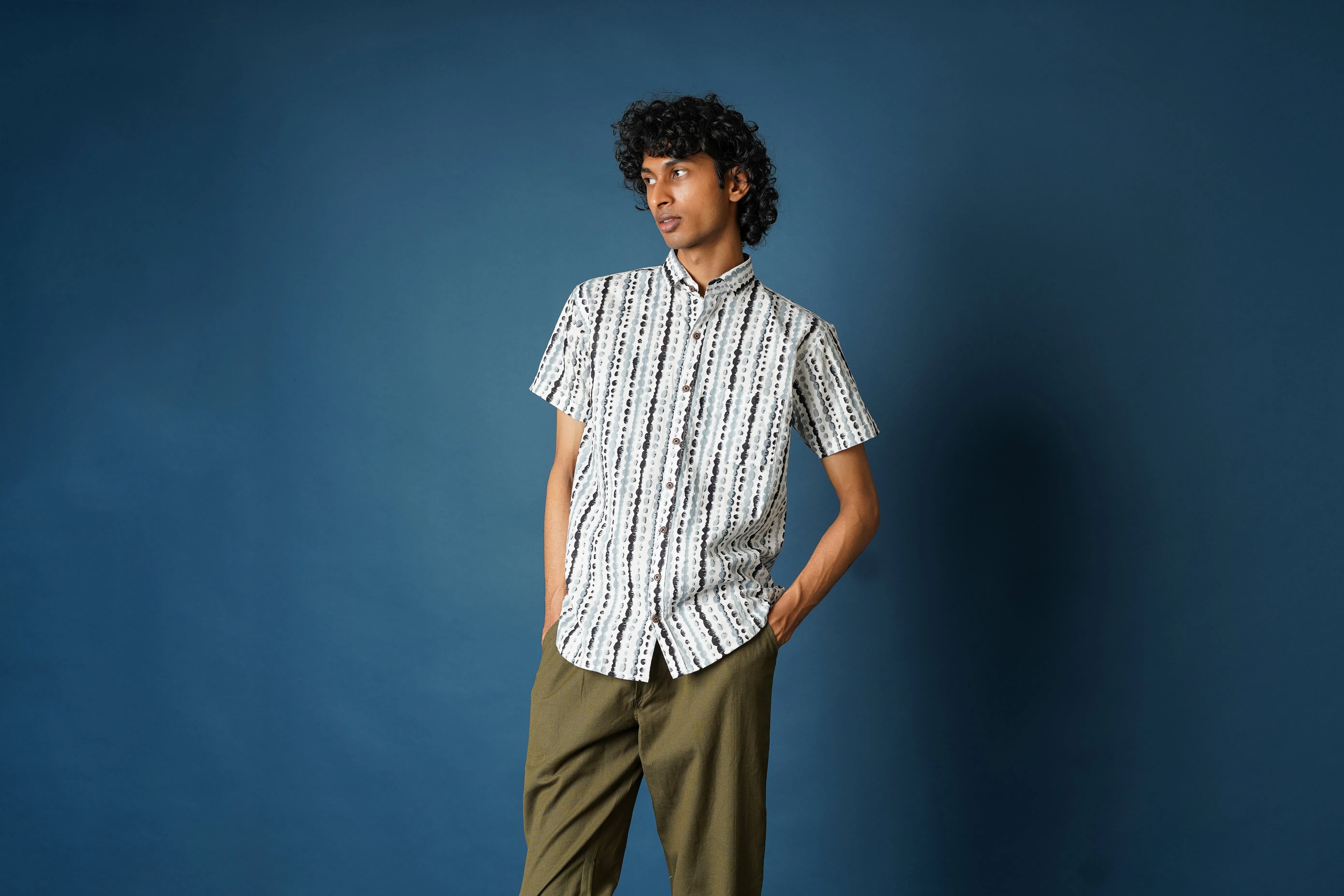 Hand Block Men's Half Sleeves Shirt