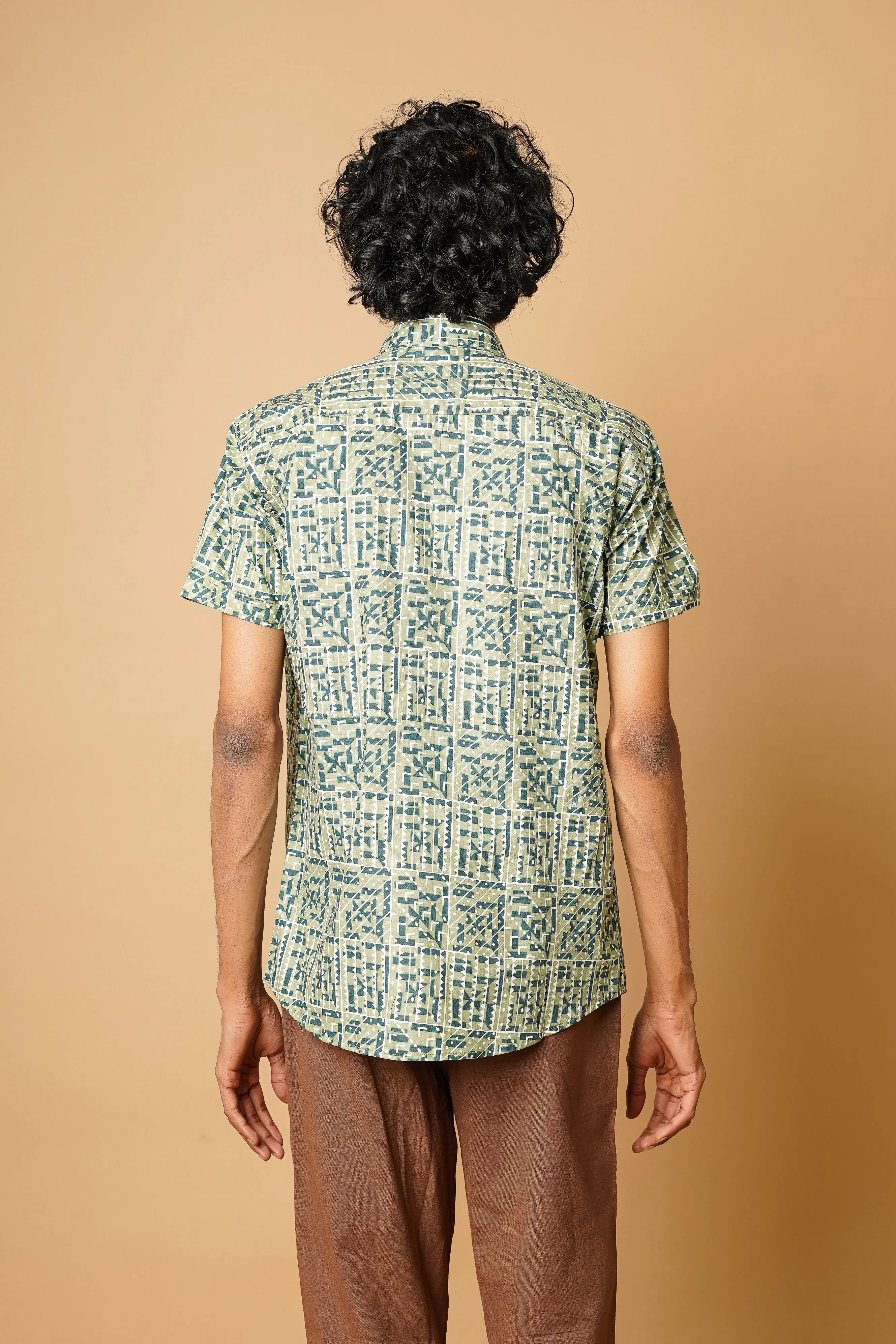 Hand Block Men's Half Sleeves Shirt