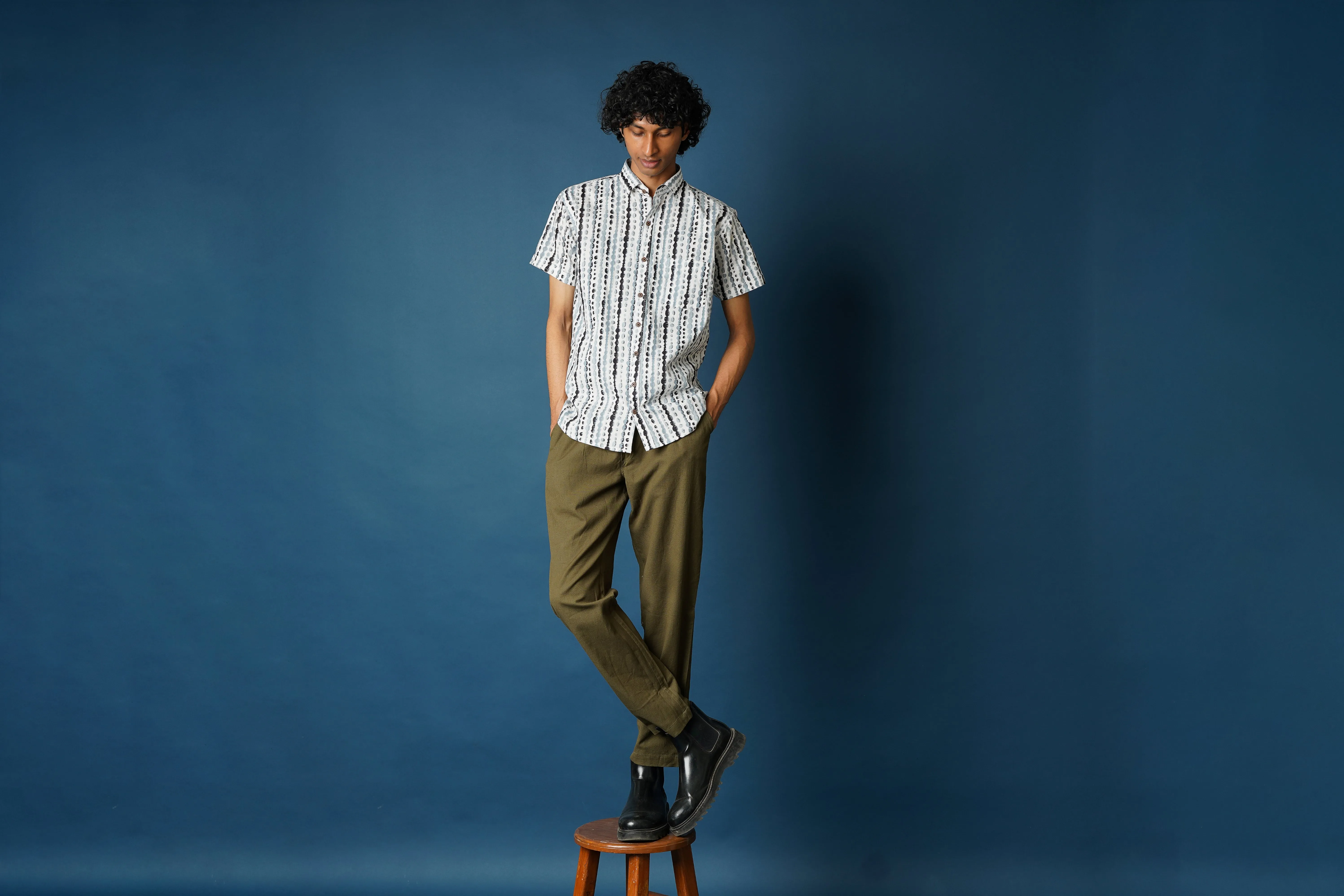 Hand Block Men's Half Sleeves Shirt