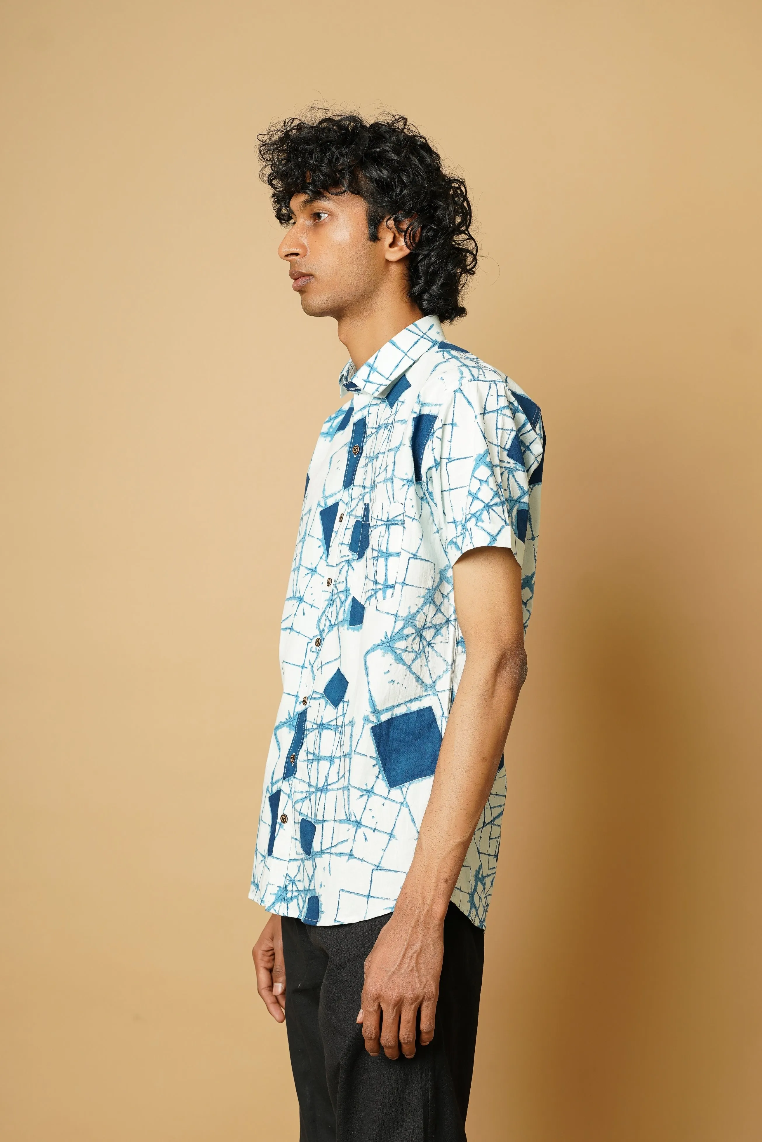 Hand Block Men's Half Sleeves Shirt