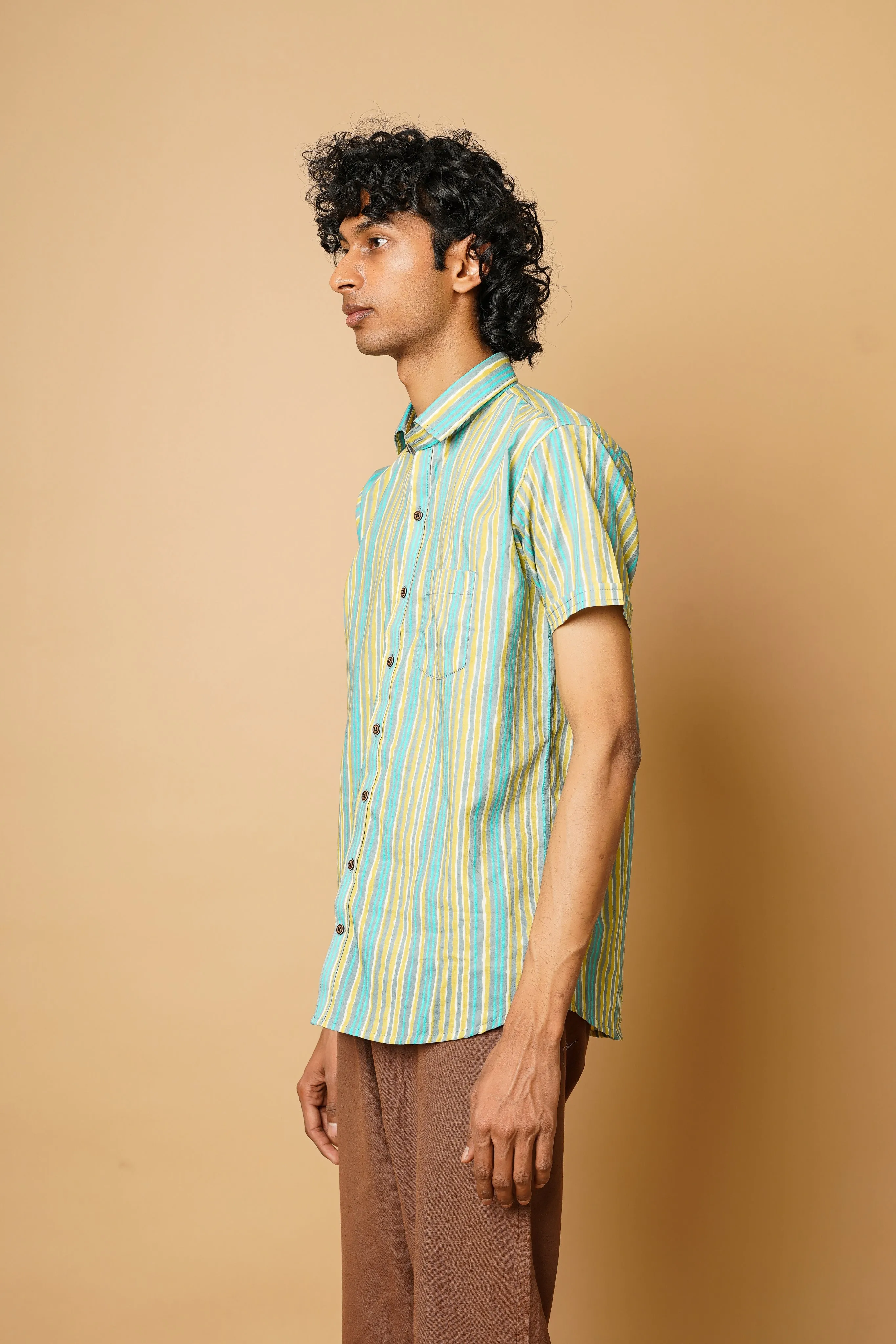 Hand Block Men's Half Sleeves Shirt