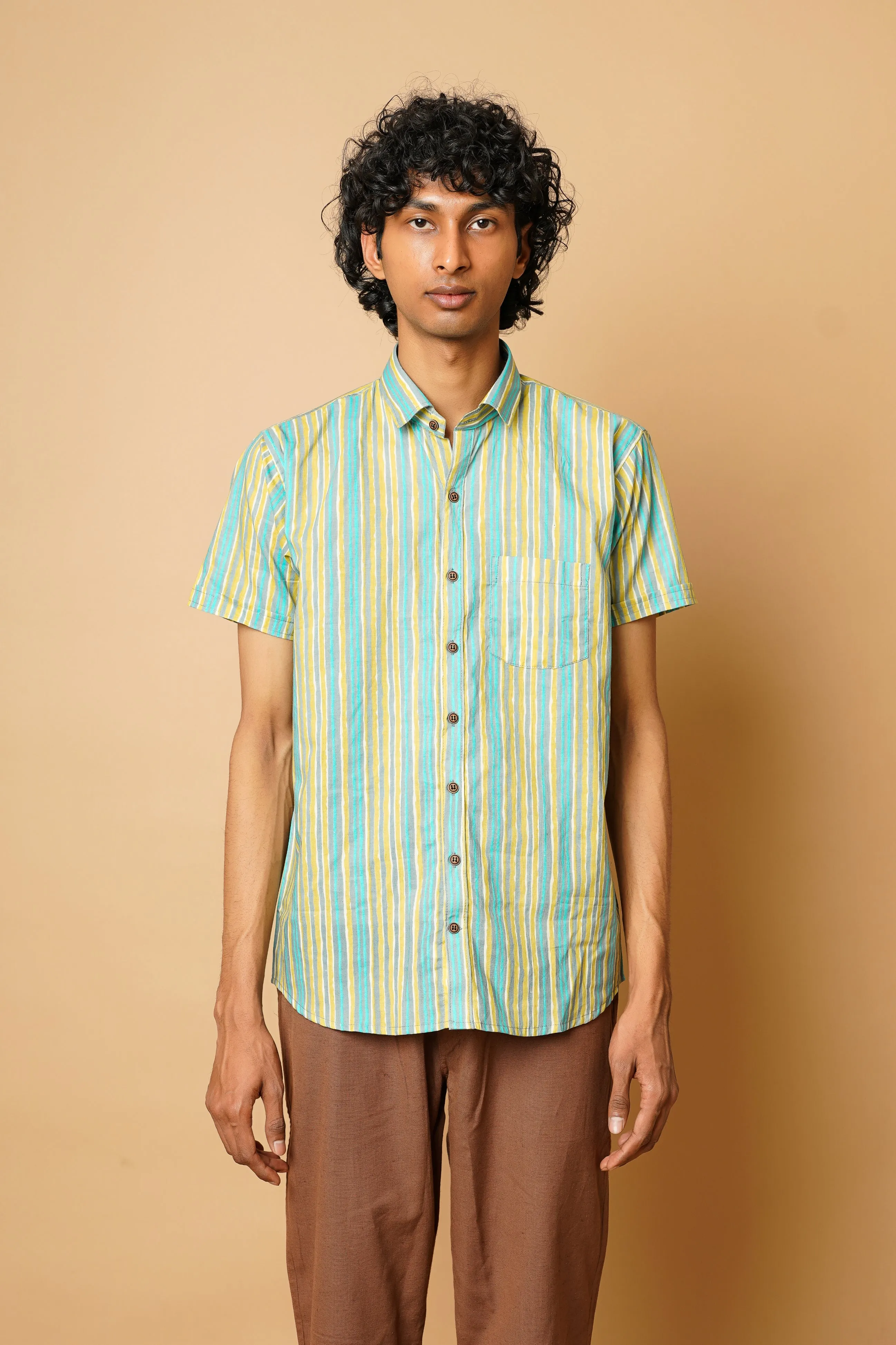 Hand Block Men's Half Sleeves Shirt