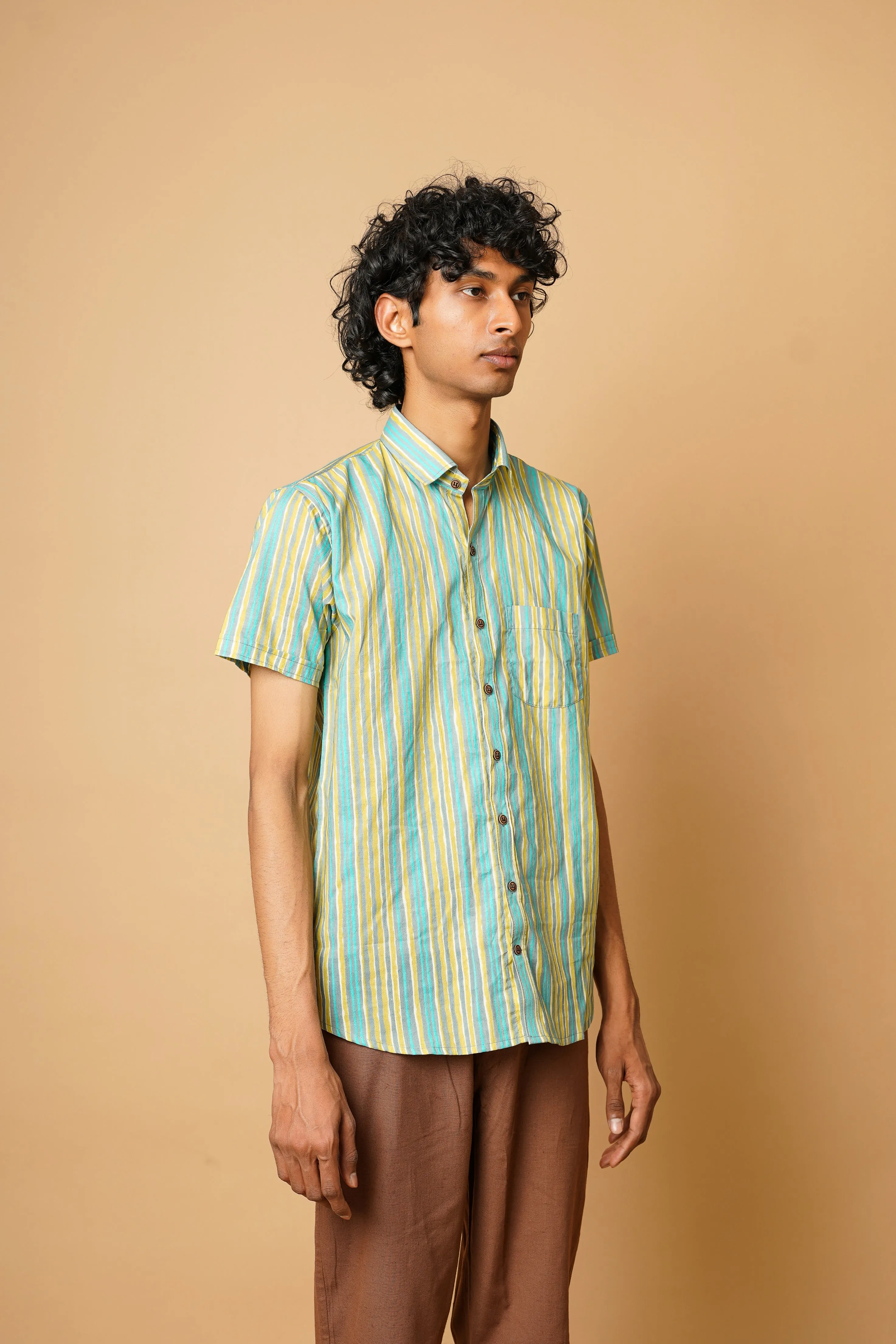 Hand Block Men's Half Sleeves Shirt