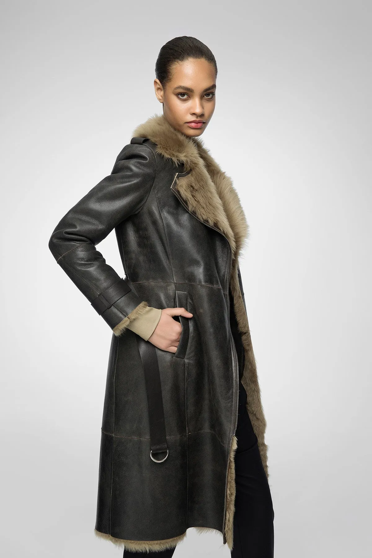 Harmony - Desert Beige Shearling Coat