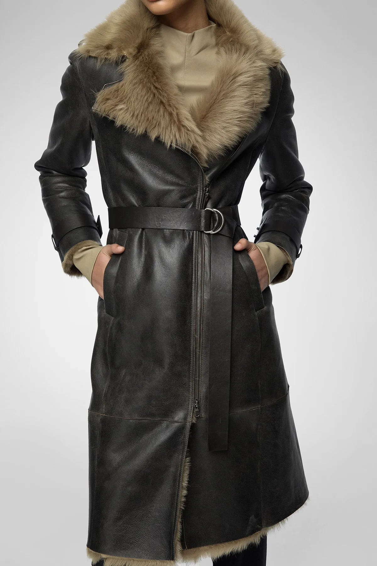 Harmony - Desert Beige Shearling Coat