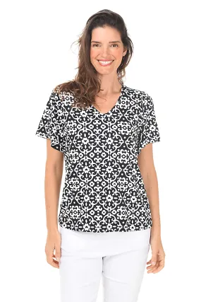 Heart Damask UPF50  Flutter Sleeve Top