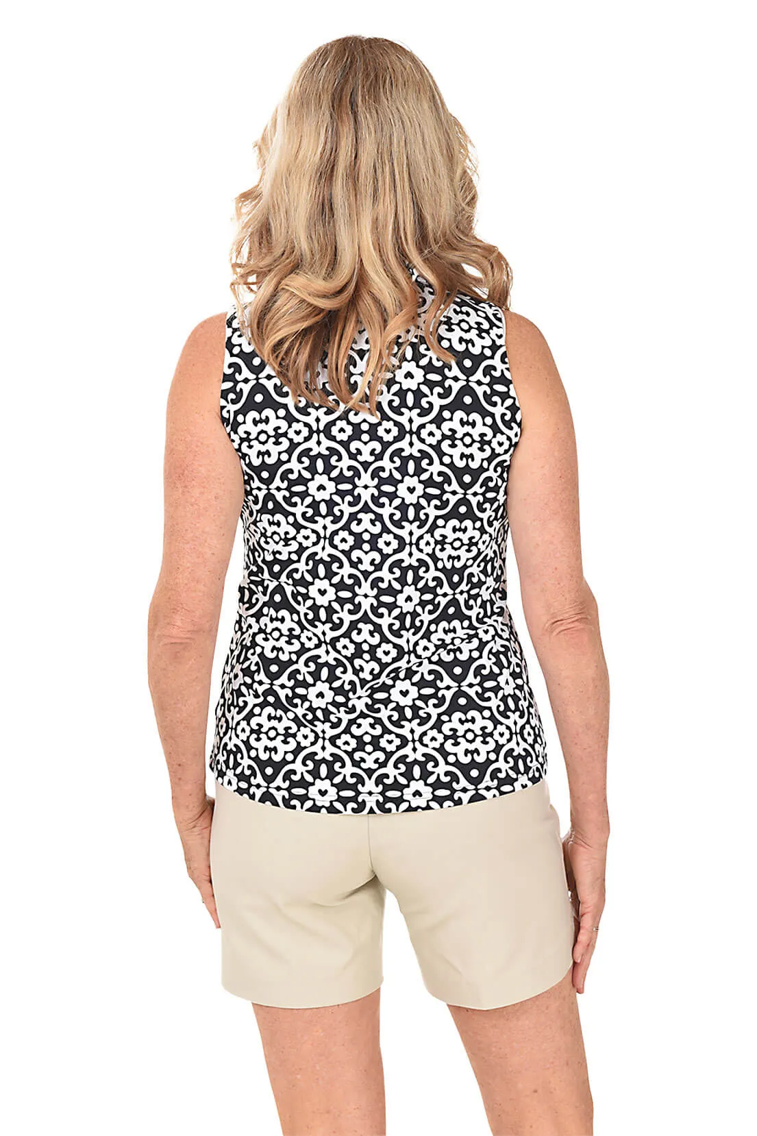 Heart Damask UPF50  Ruffle Sleeveless Top