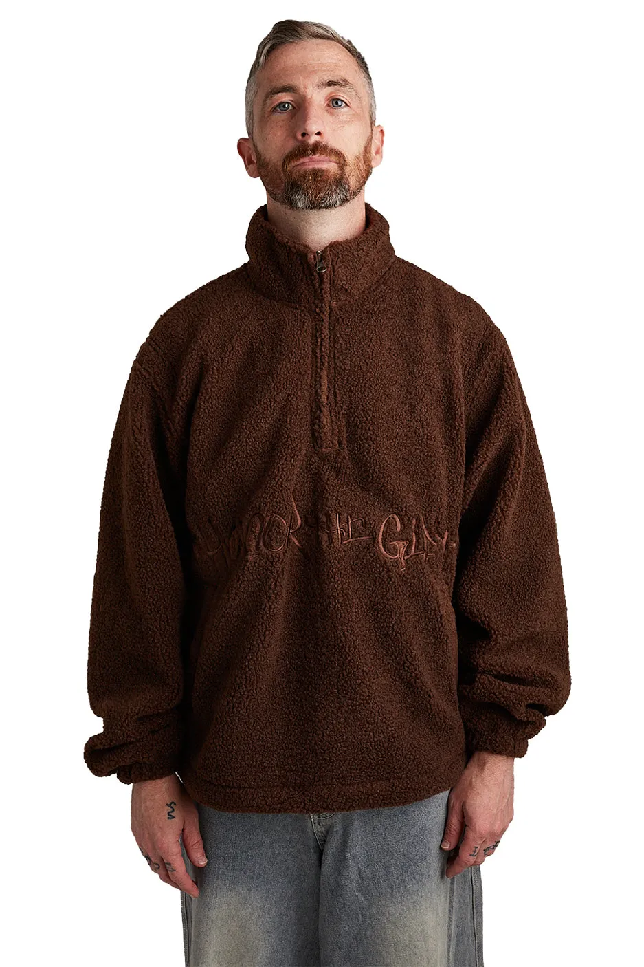 Honor The Gift Script Sherpa Pullover 'Brown'