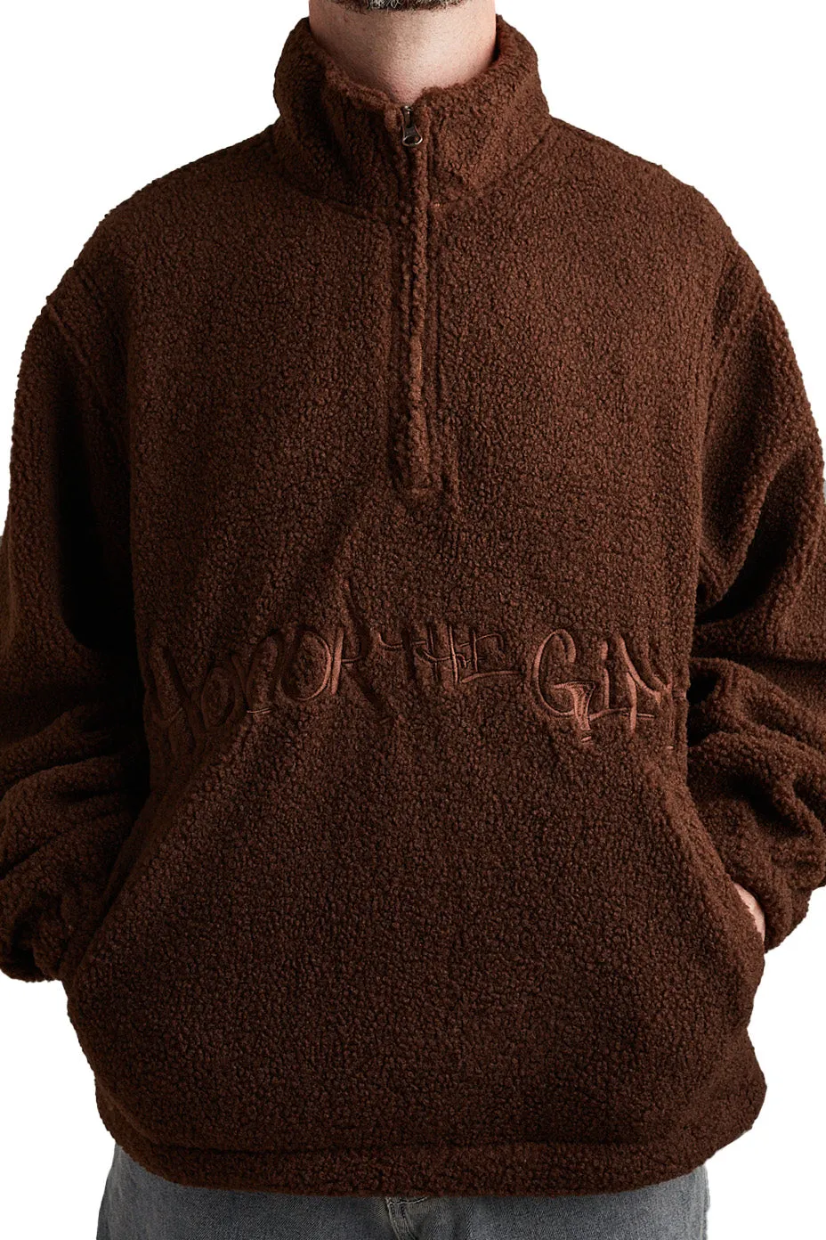 Honor The Gift Script Sherpa Pullover 'Brown'