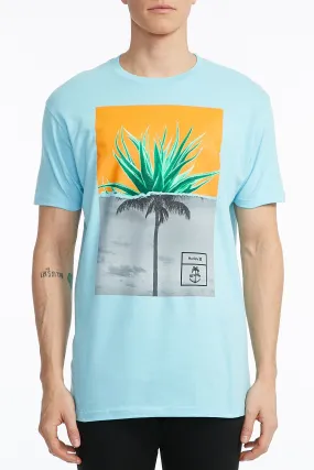 Hurley Guys Blue Palm Tree Split Tee