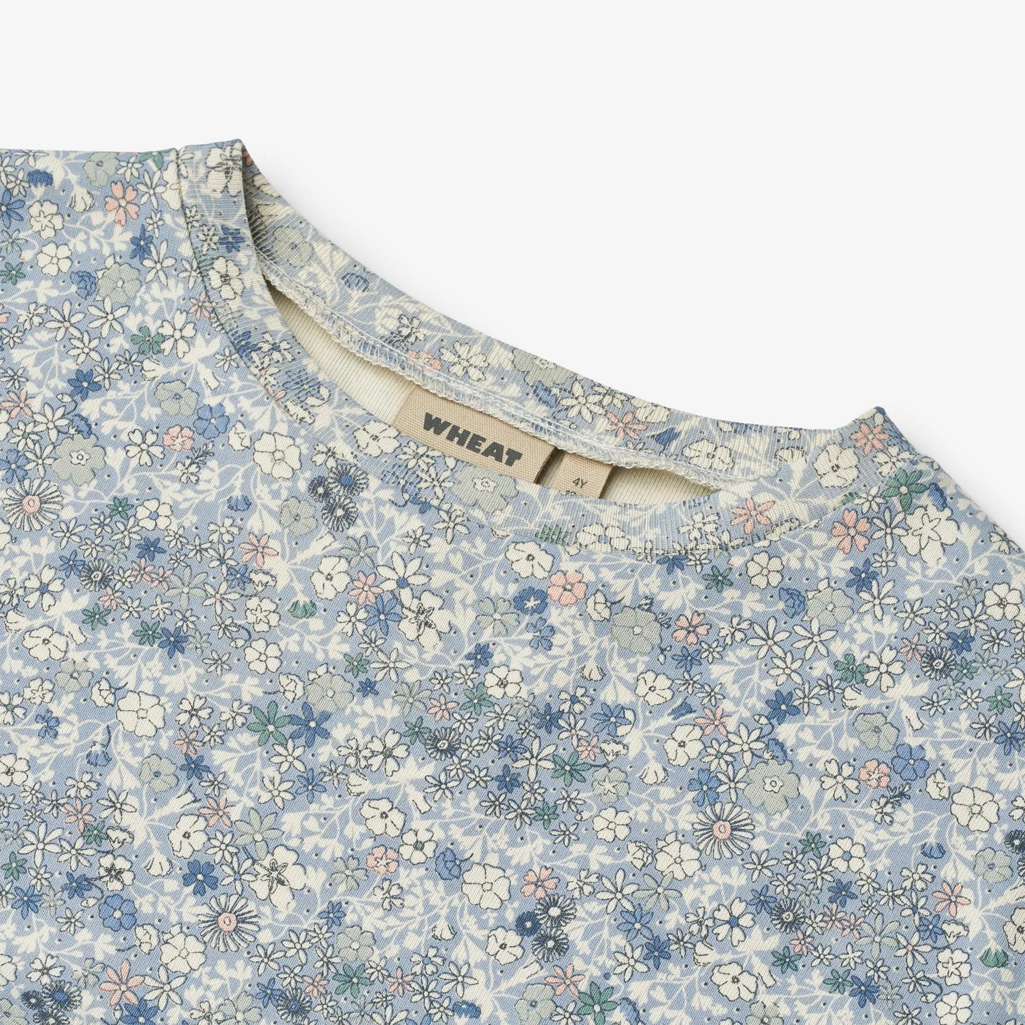 Jersey Dress S/S Emilie - blue summer flowers