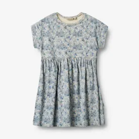 Jersey Dress S/S Emilie - blue summer flowers