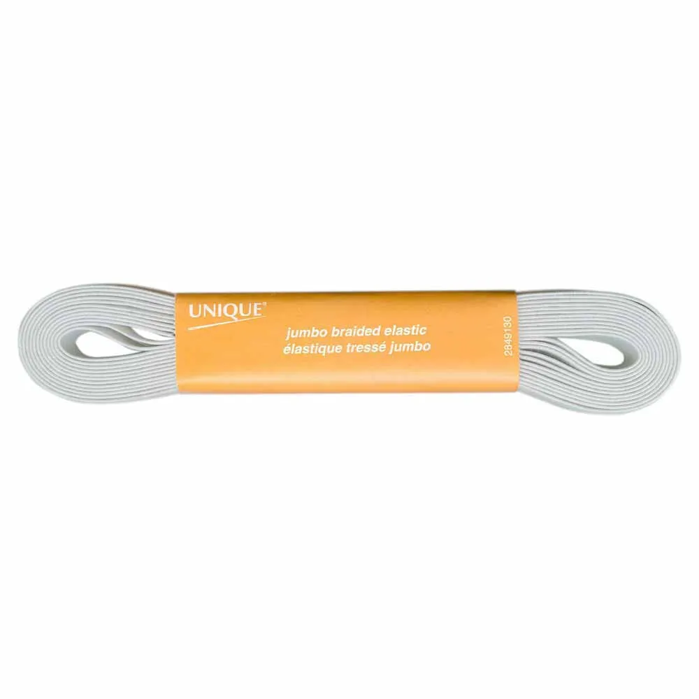 Jumbo Braided Elastic 13mm x 3.75m - White