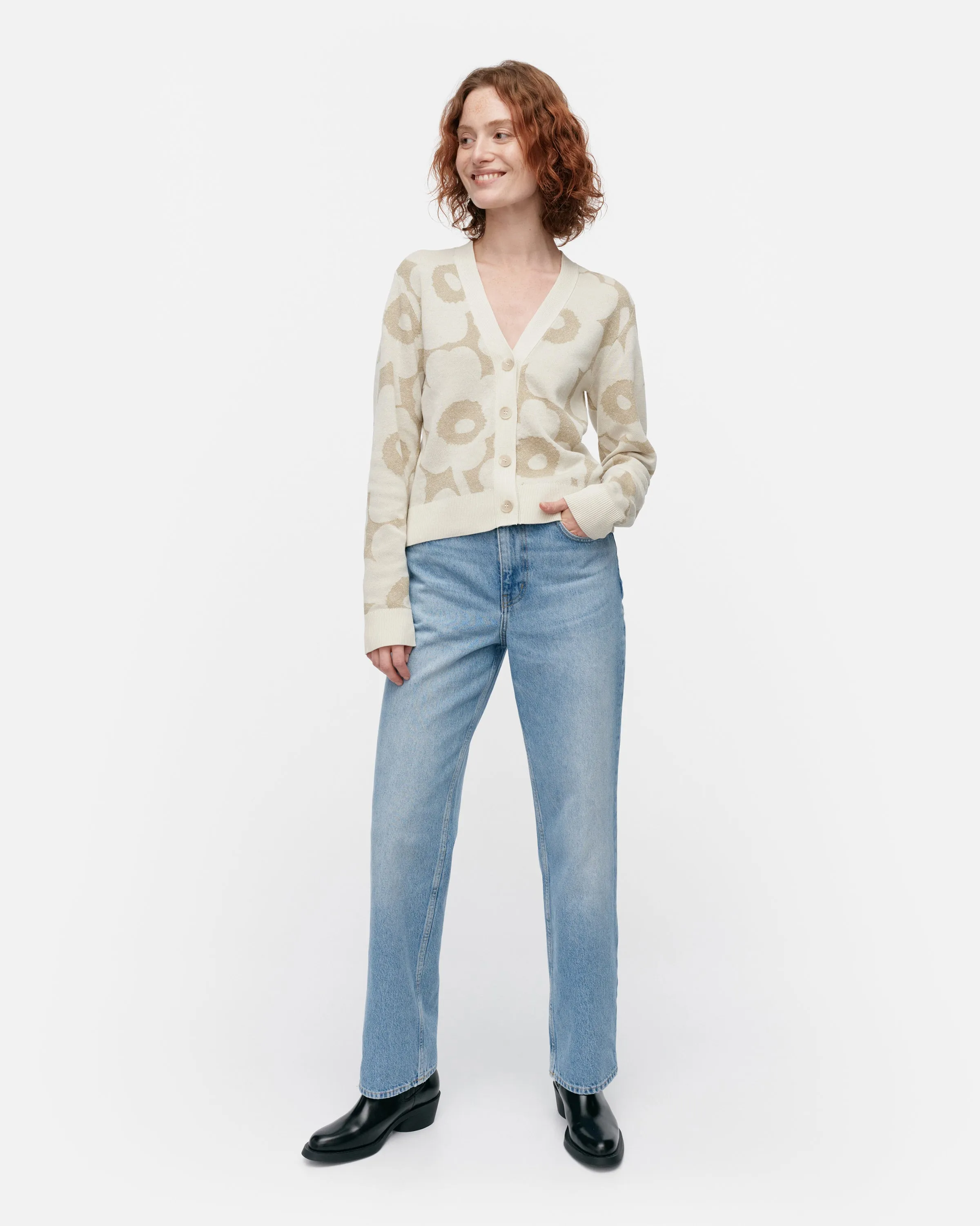 Kaide Pieni Unikko Cotton Linen Knitted Cardigan 54cm