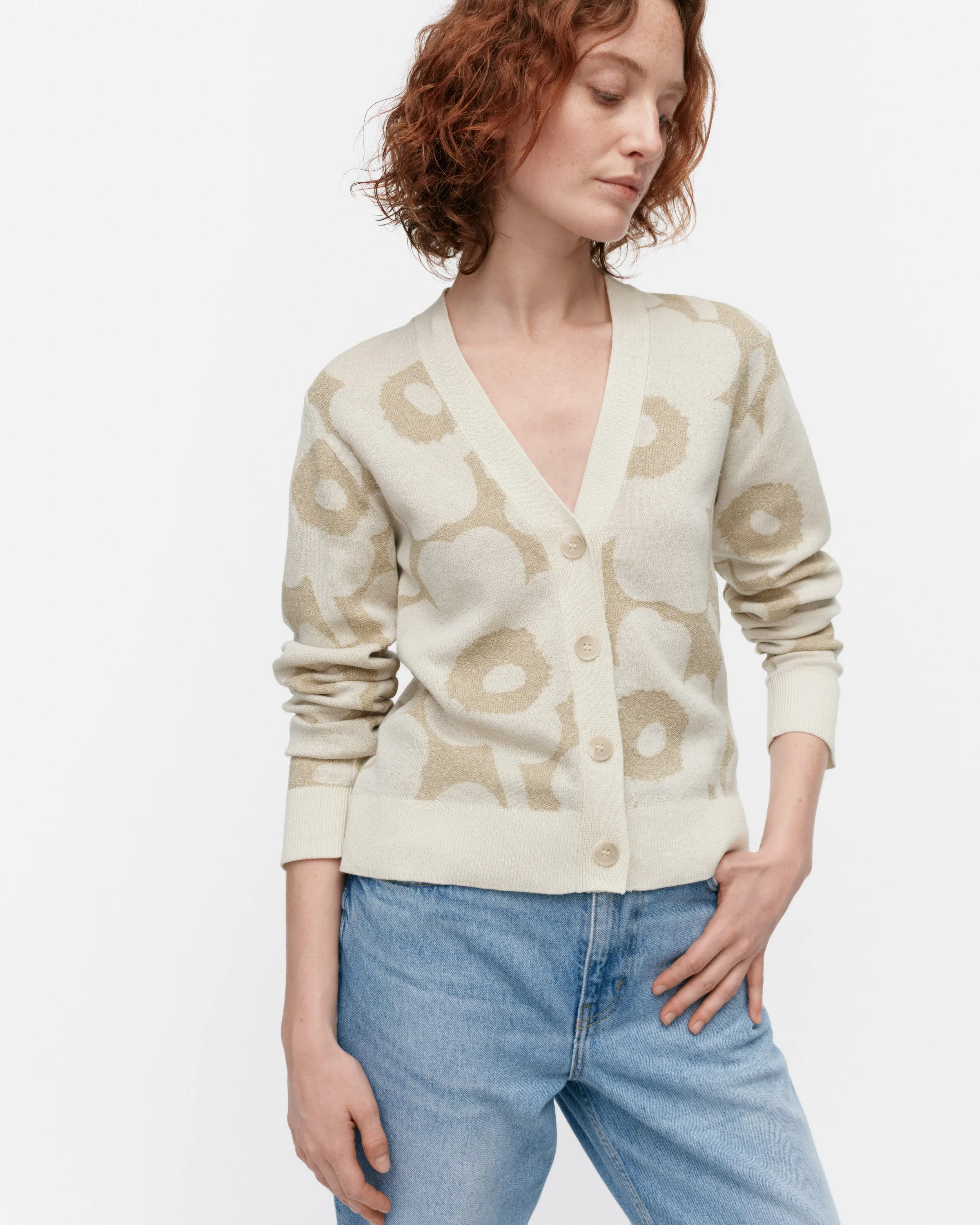 Kaide Pieni Unikko Cotton Linen Knitted Cardigan 54cm