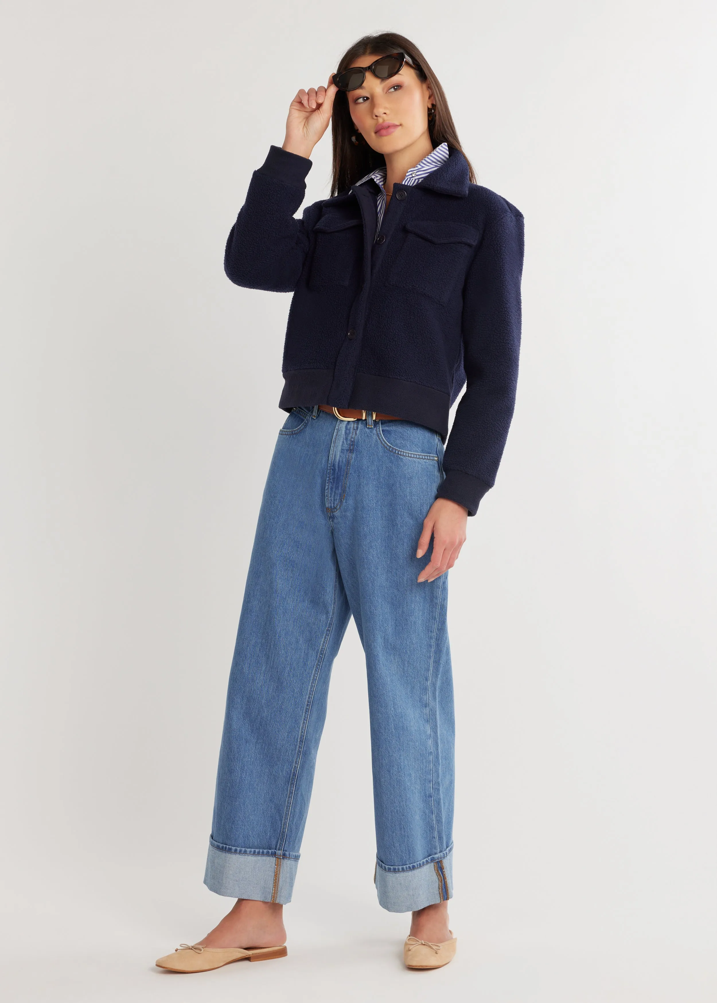 Kentfield Jacket in Sherpa Fleece (Navy)