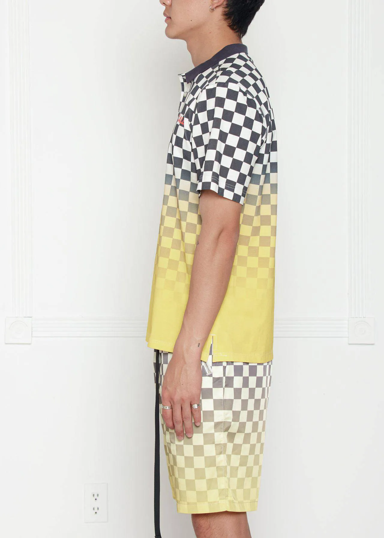 Konus Men's Checker Polo with Yellow Ombre