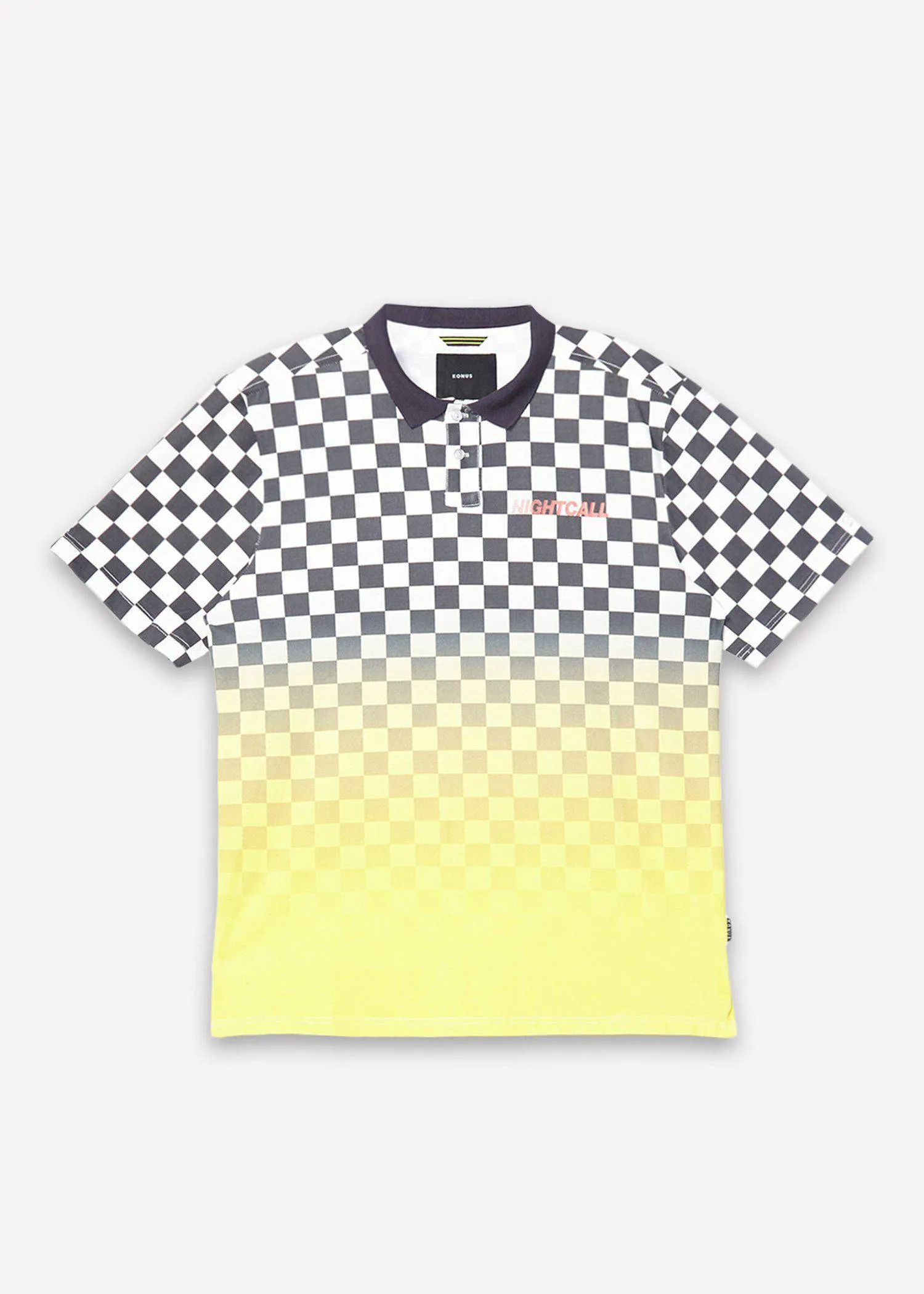 Konus Men's Checker Polo with Yellow Ombre