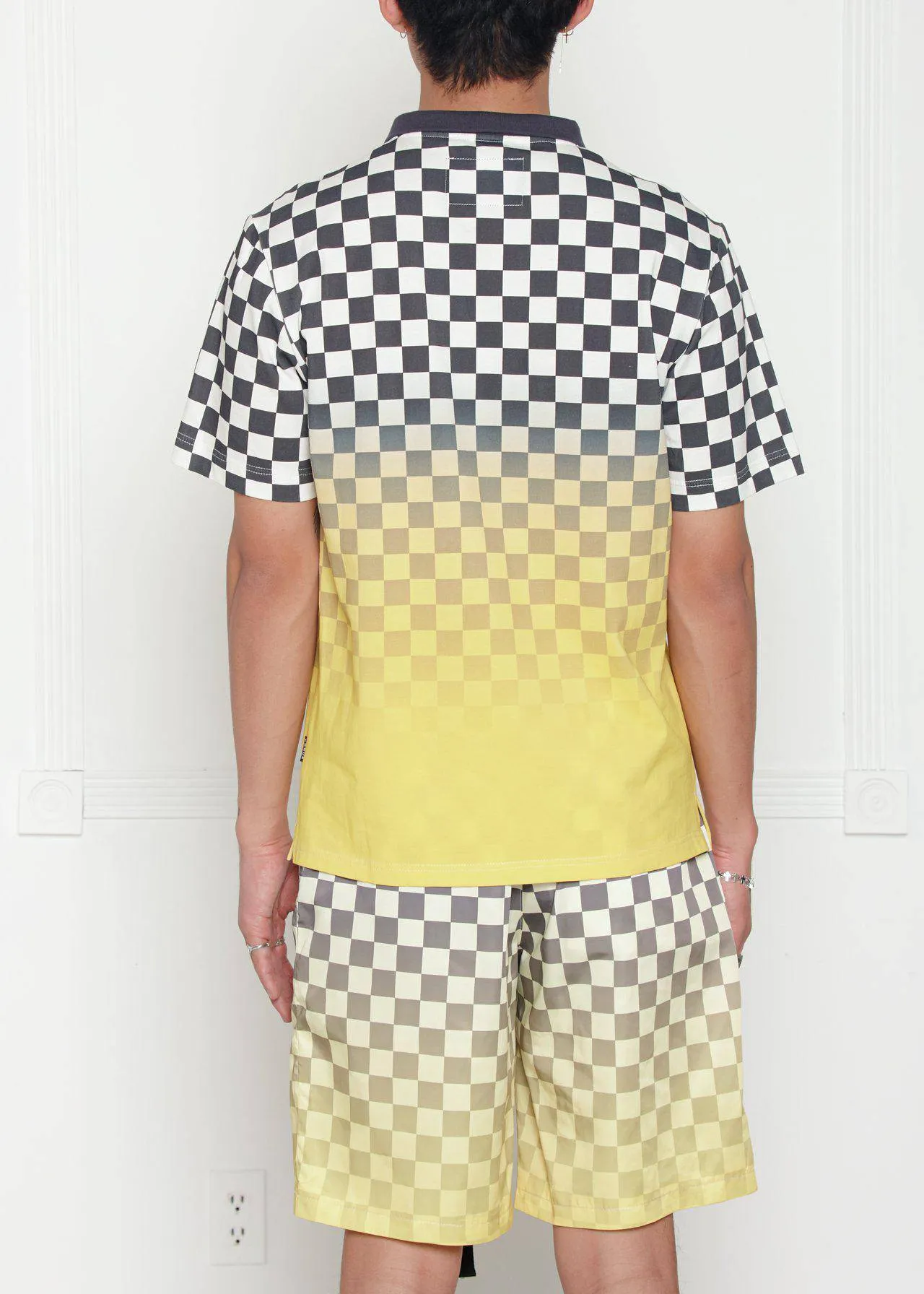Konus Men's Checker Polo with Yellow Ombre