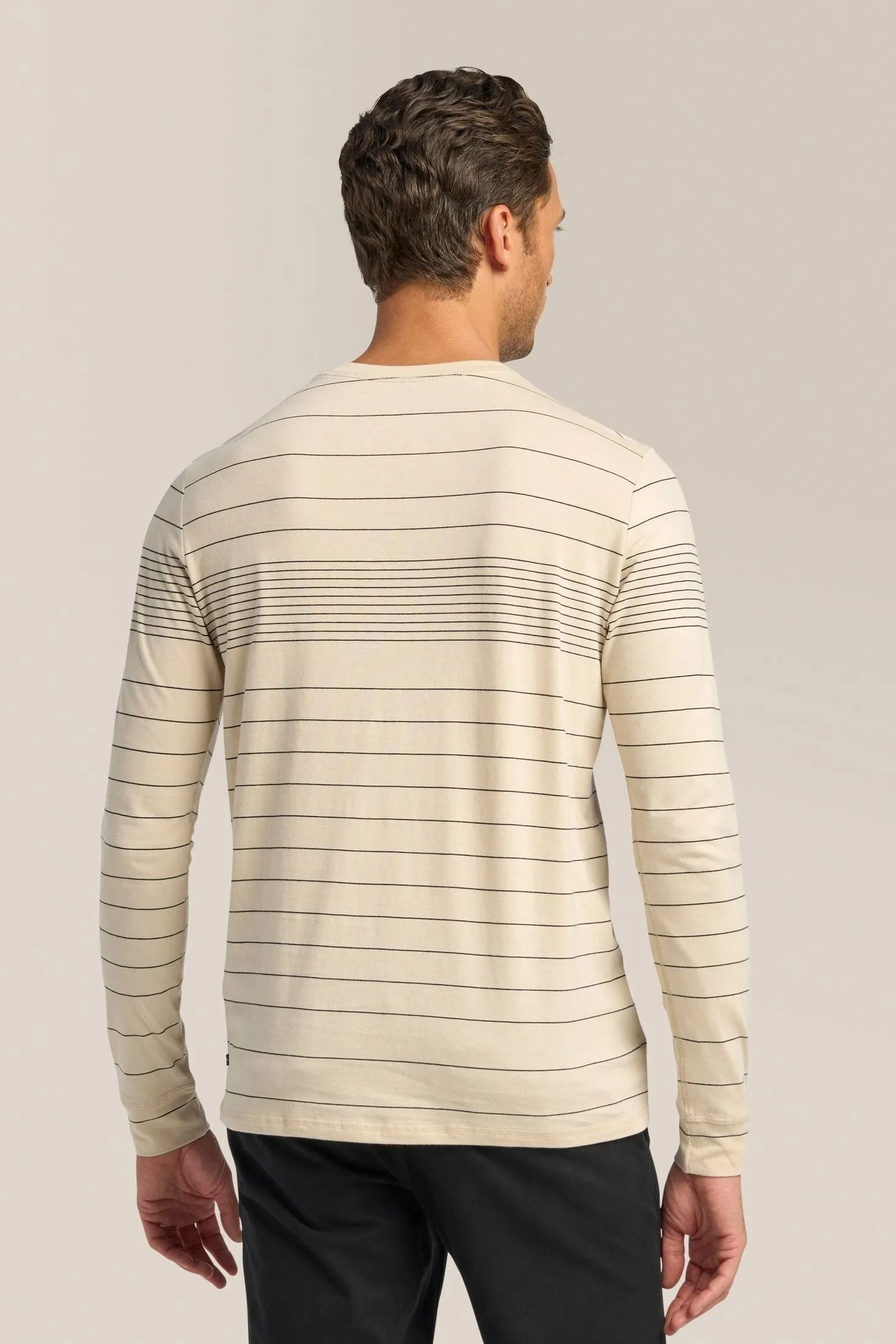 Long Sleeve Crewneck Tee | Striped Cotton