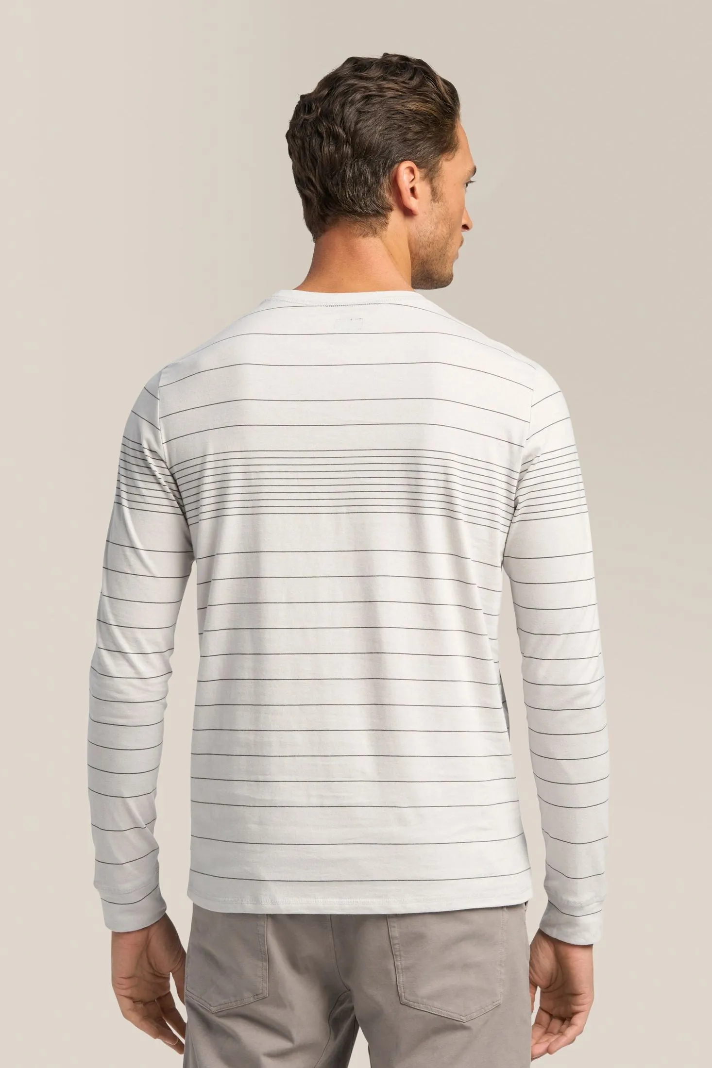 Long Sleeve Crewneck Tee | Striped Cotton