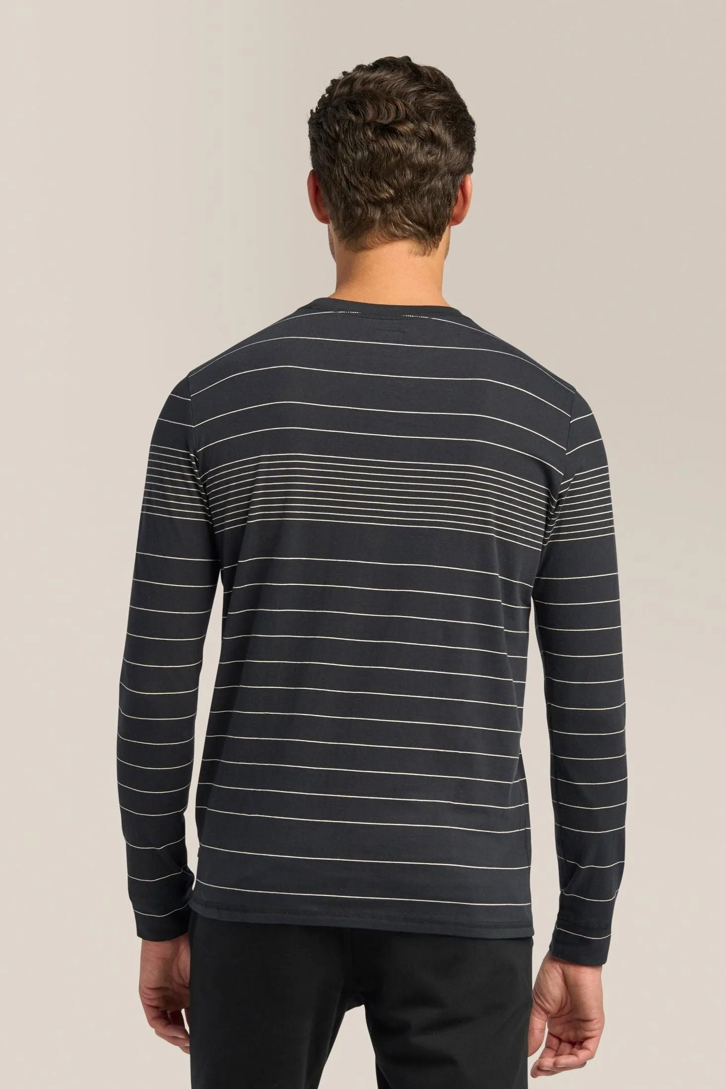 Long Sleeve Crewneck Tee | Striped Cotton
