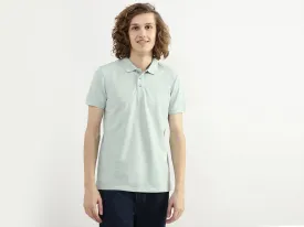 Men Textured Polo Collar T-shirt