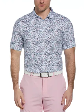 Men's All Over Tropical Print Polo Shirt