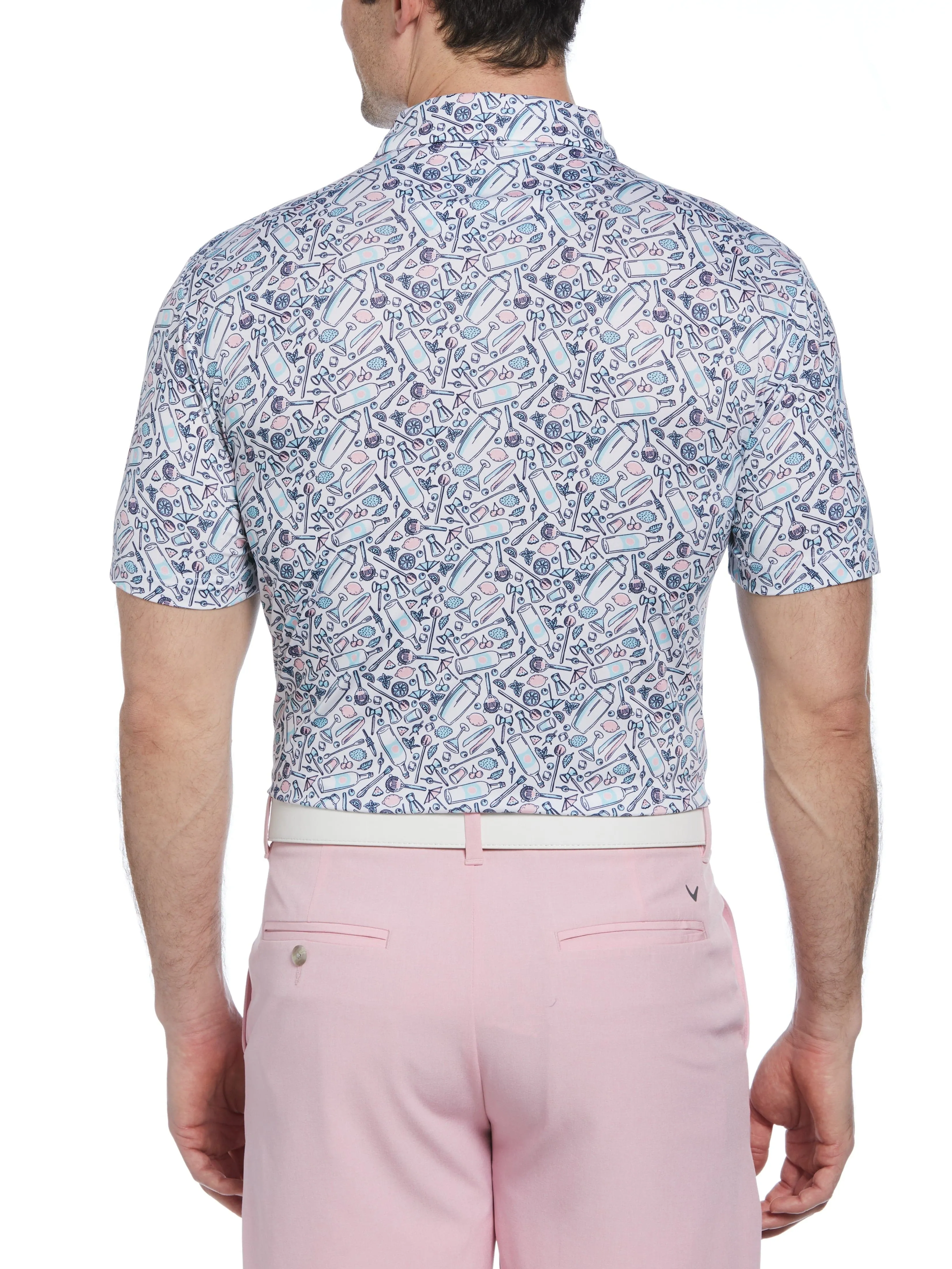 Men's All Over Tropical Print Polo Shirt