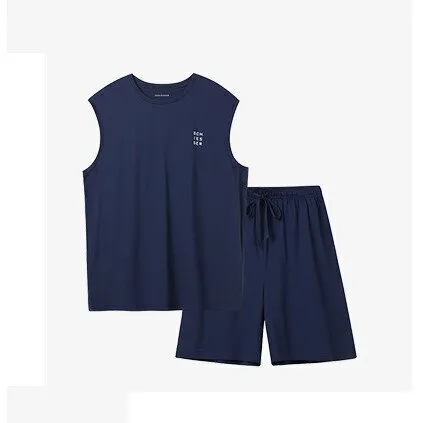 Men's Pure Cotton Tank Top Casual Sportswear Sleepwear Set