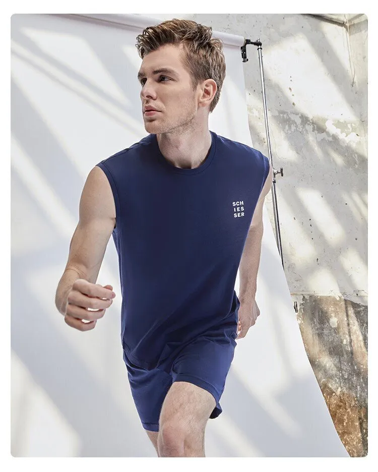 Men's Pure Cotton Tank Top Casual Sportswear Sleepwear Set