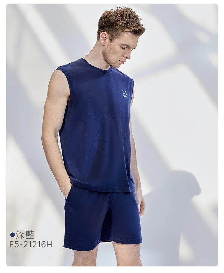 Men's Pure Cotton Tank Top Casual Sportswear Sleepwear Set