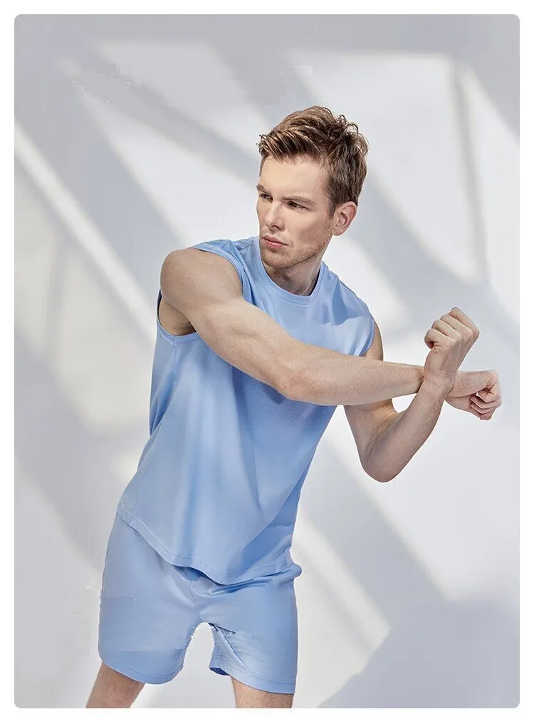 Men's Pure Cotton Tank Top Casual Sportswear Sleepwear Set