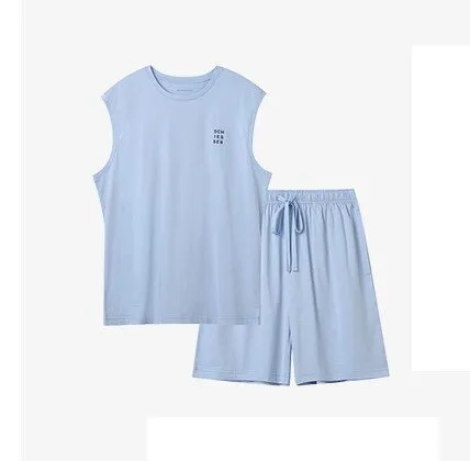 Men's Pure Cotton Tank Top Casual Sportswear Sleepwear Set