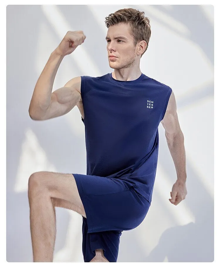 Men's Pure Cotton Tank Top Casual Sportswear Sleepwear Set