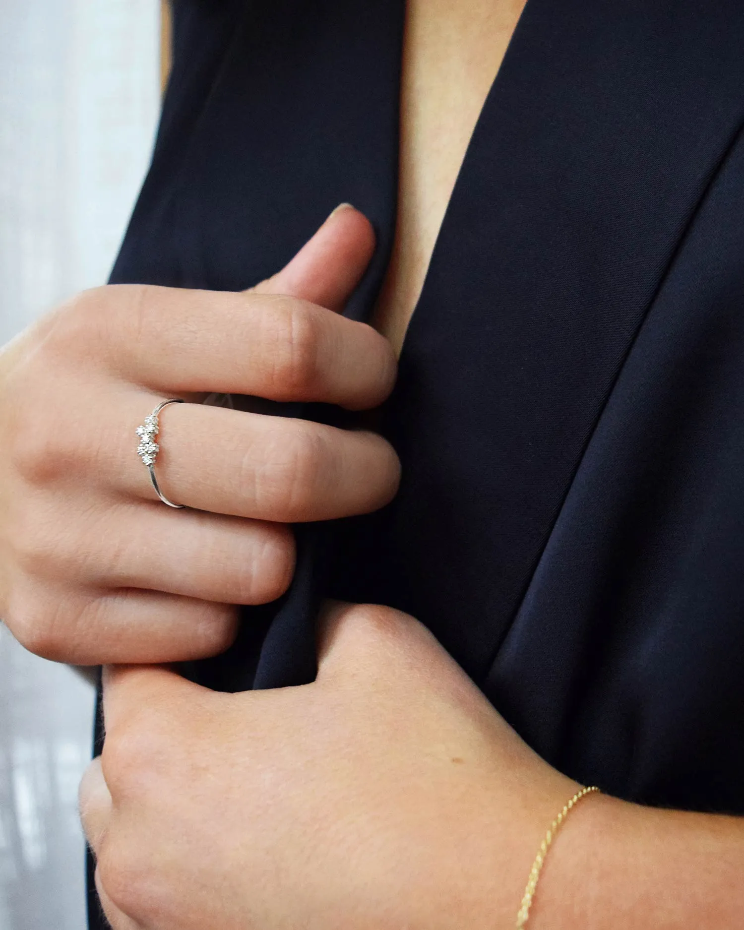 Milky Way drop ring silver