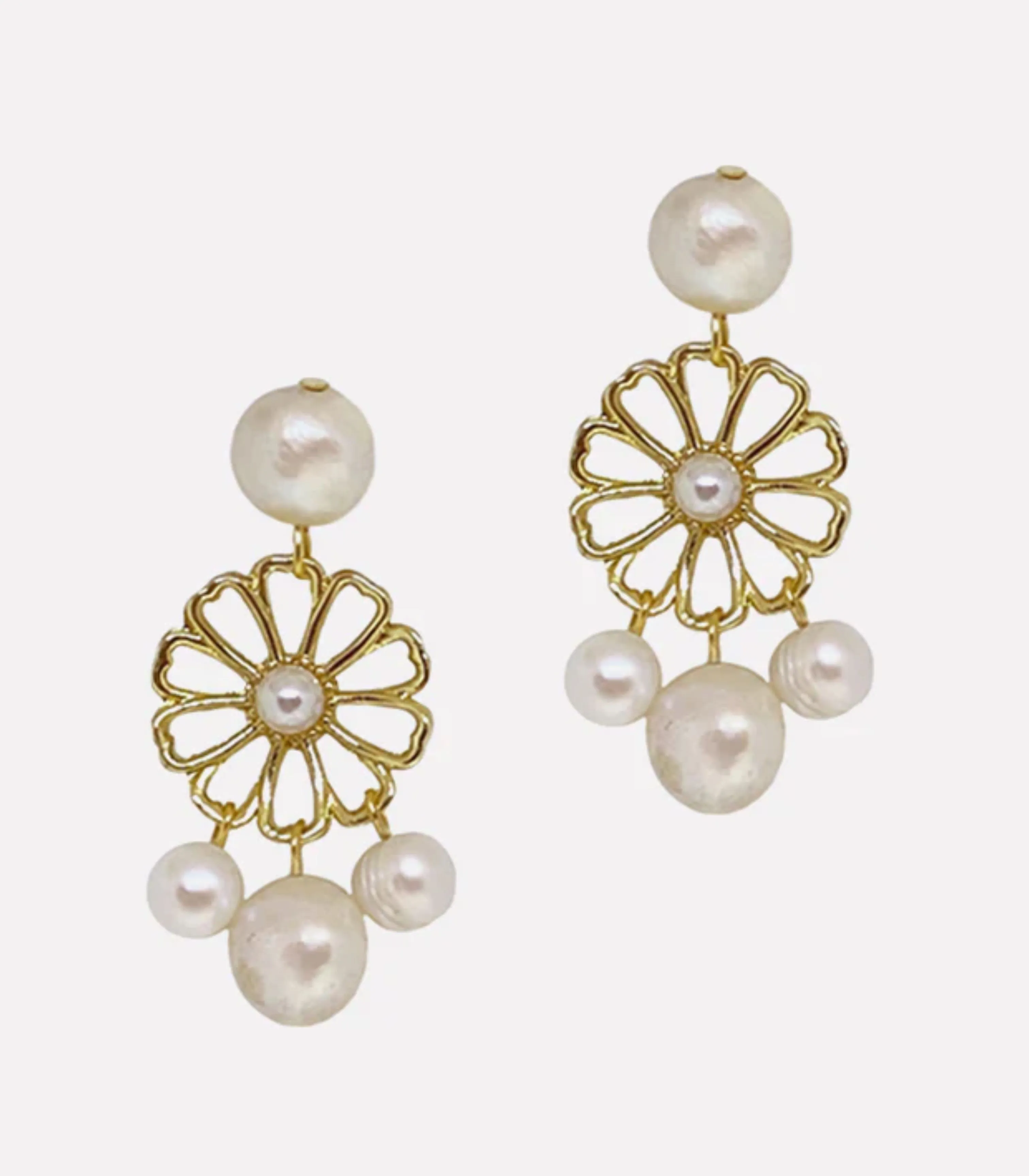 Mirasol Sunflower Pearl Earrings