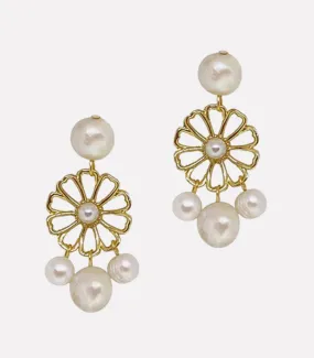 Mirasol Sunflower Pearl Earrings
