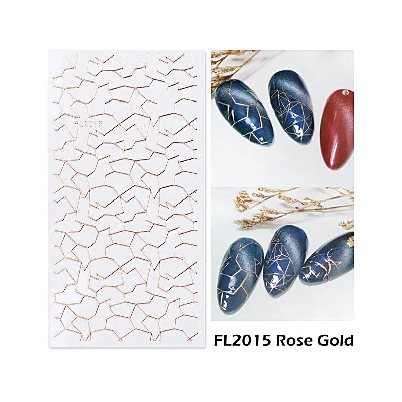 Nail Art Stickers - Irregular Lines Gold & Rose Gold