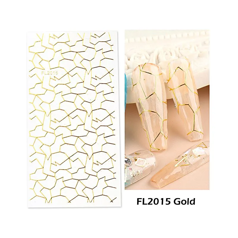 Nail Art Stickers - Irregular Lines Gold & Rose Gold