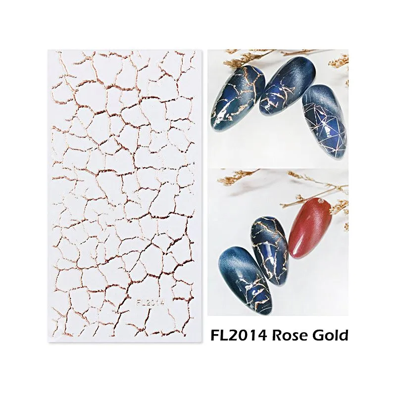 Nail Art Stickers - Irregular Lines Gold & Rose Gold