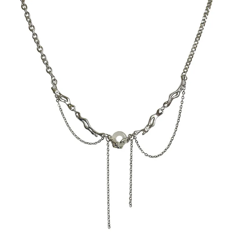 New Chinese Style Peace Buckle Irregular Tassel Necklace