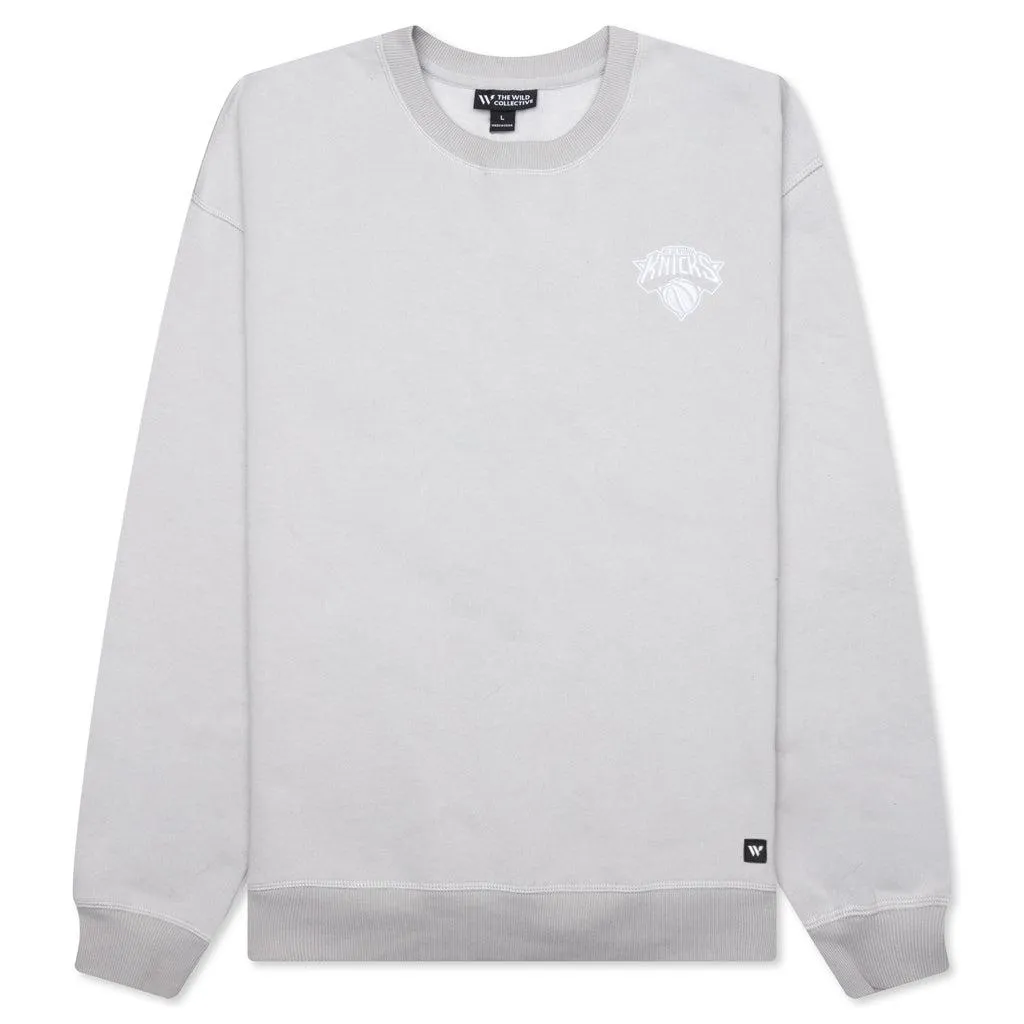New York Knicks Puff Print Crew Fleece - Off-White