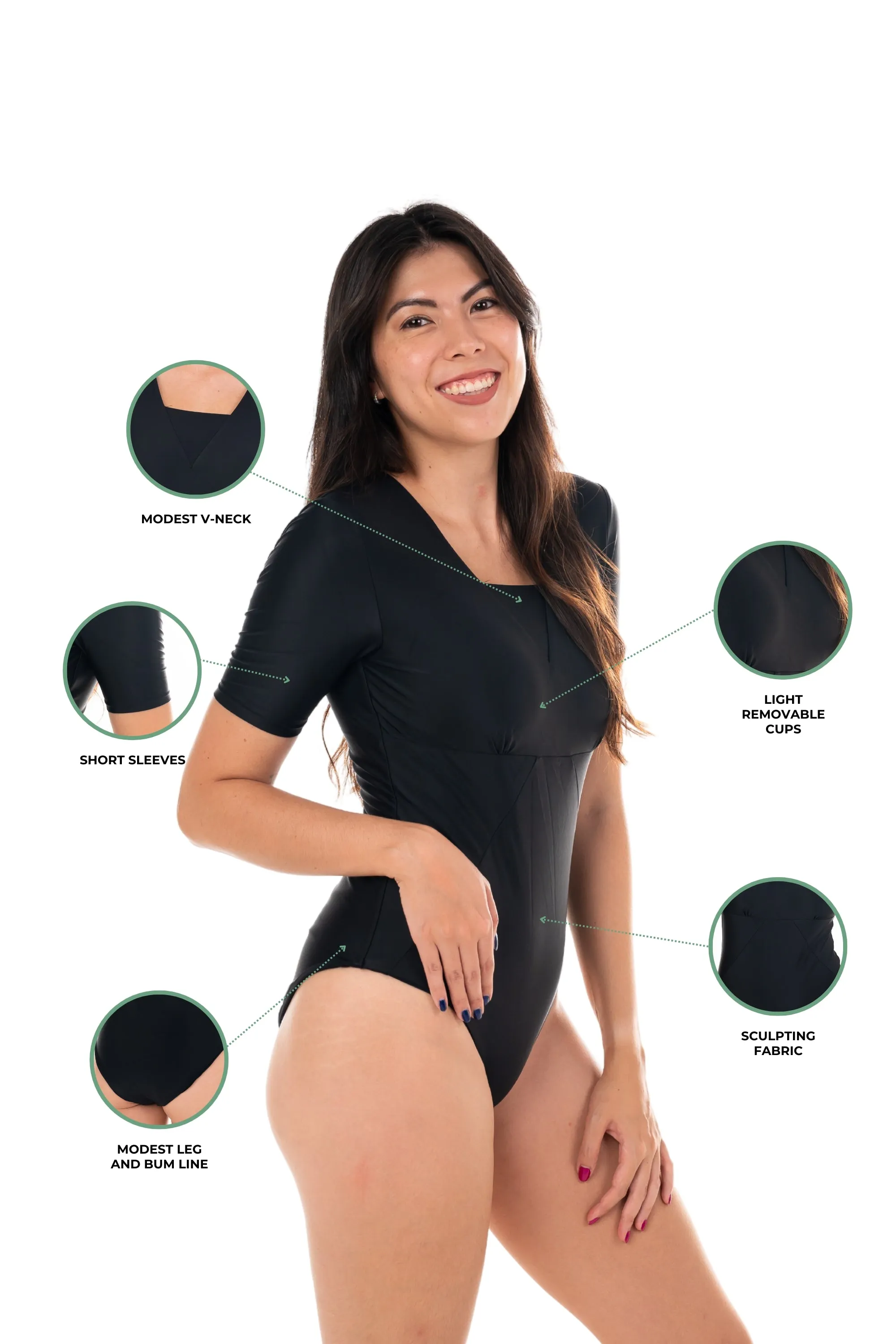 Okinawa Short Sleeve Sculpting One Piece Swimsuit