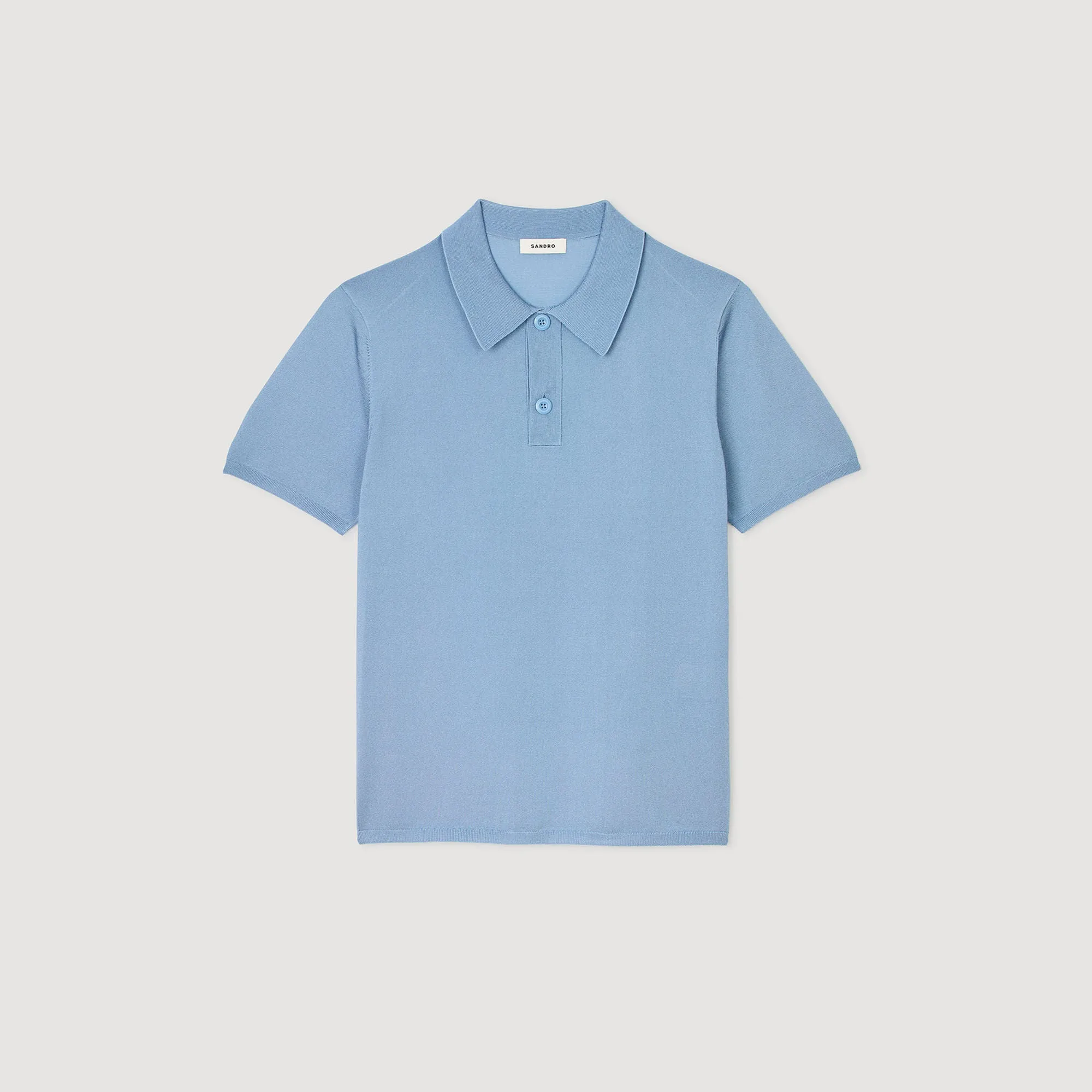 Pablo Short-Sleeve Knitted Polo Shirt Chambray