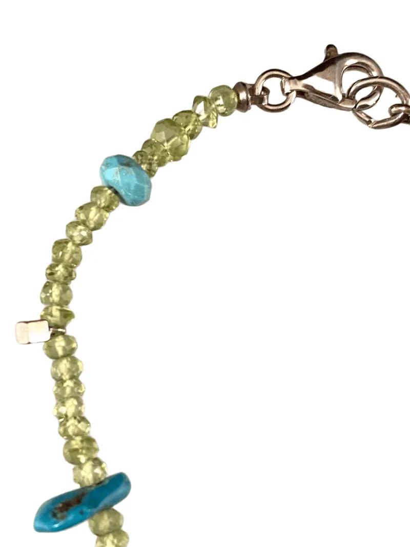 Peridot & Turquoise Faceted Gemstone Beaded Bracelet