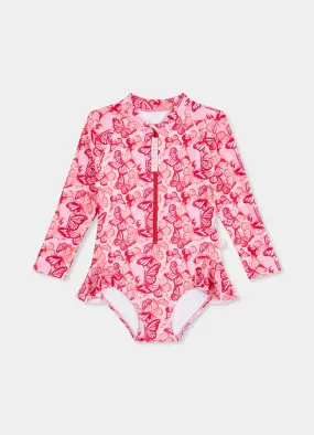 Poolside Girls Fluted Leg Paddlesuit - Butterfly