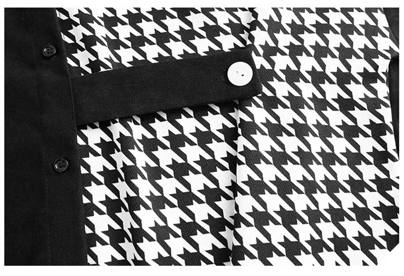 Pre Order:  Black and White Houndstooth Loose Shirt