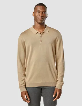 Premium Merino Long Sleeve Polo Sahara